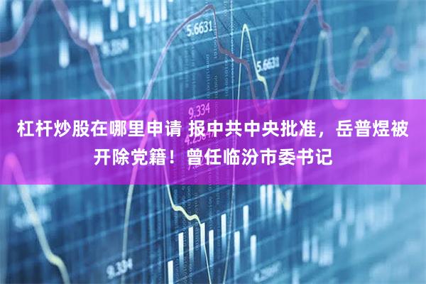 杠杆炒股在哪里申请 报中共中央批准，岳普煜被开除党籍！曾任临汾市委书记